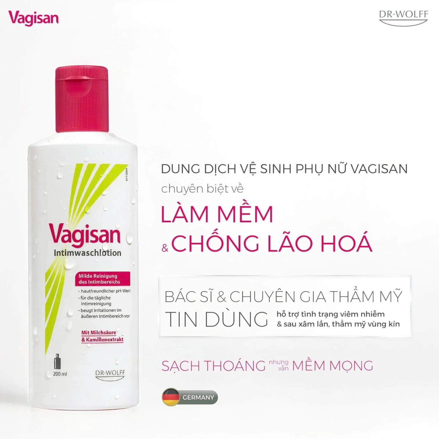 Angel Beauty Care Dung dịch vệ sinh phụ nữ Vagisan Intimwaschlotion for Chăm sóc vùng nhạy cảm - gallery image 2
