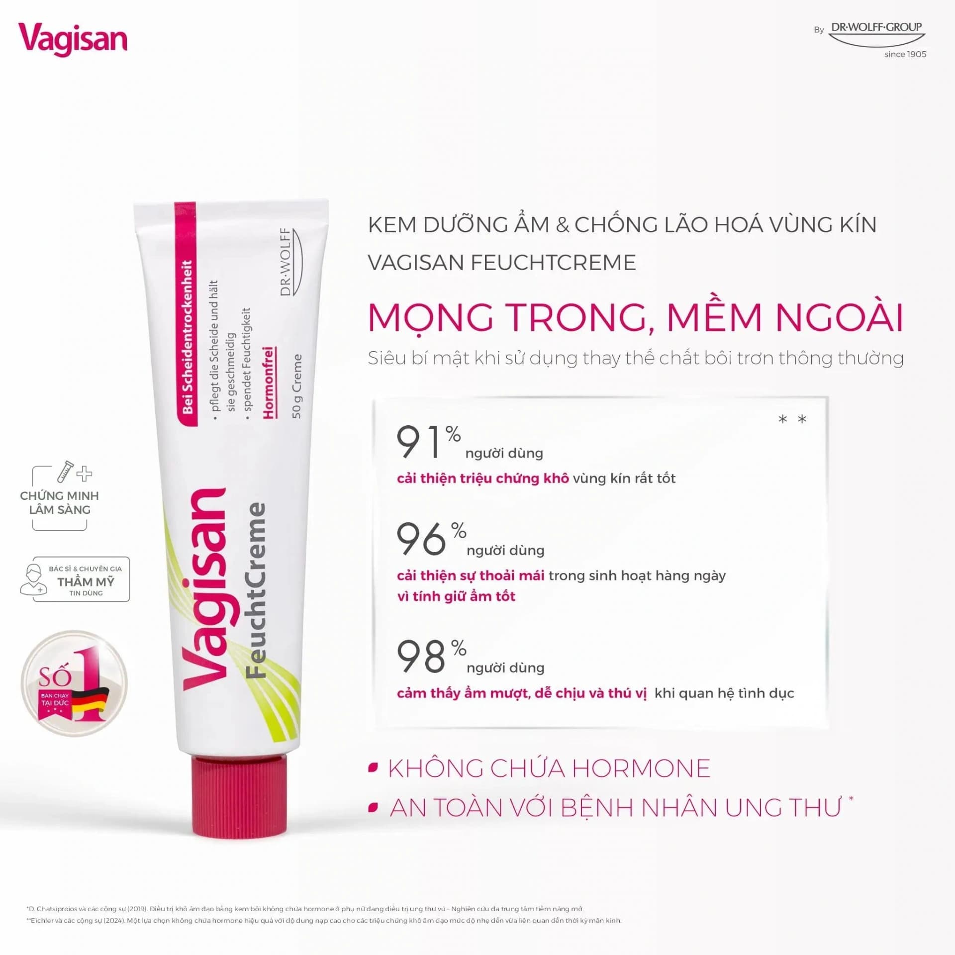 Angel Beauty Care Kem dưỡng ẩm vùng kín Vagisan FeuchtCreme không hormone for Chăm sóc vùng nhạy cảm - gallery image 2