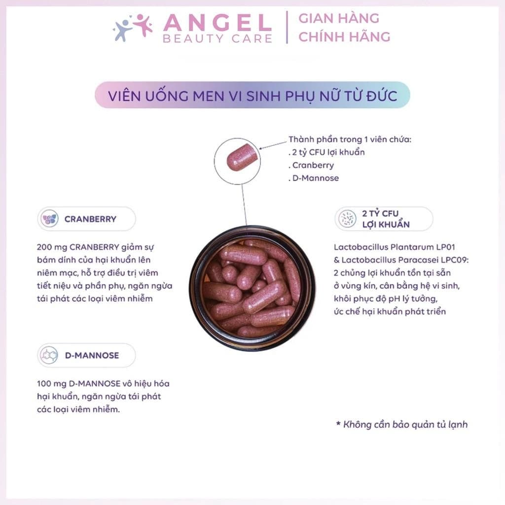 Angel Beauty Care Men vi sinh phụ nữ Lactobact Intima 60 viên for Chăm sóc vùng nhạy cảm - gallery image 3