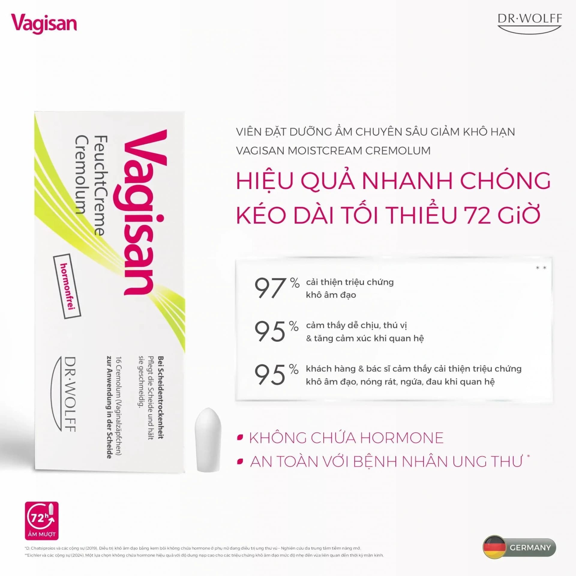 Angel Beauty Care Viên đặt dưỡng ẩm Vagisan FeuchtCreme Cremolum hỗ trợ giảm khô hạn for Chăm sóc phụ nữ - gallery image 2
