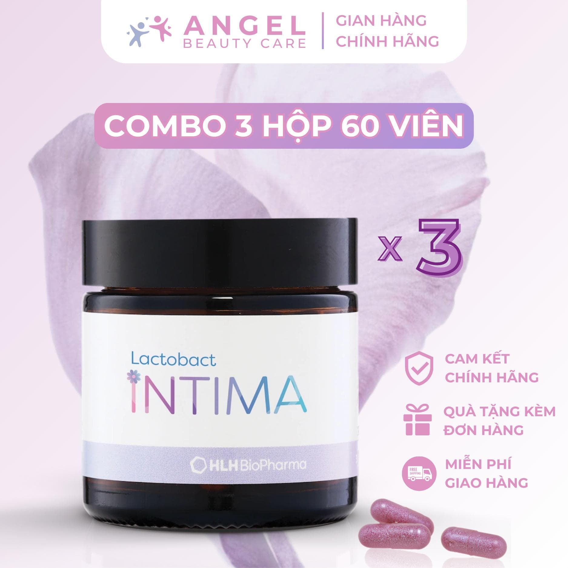 Angel Beauty Care Combo 3 hộp Lactobact Intima 60 viên for Hỗ trợ hệ vi sinh - main product image