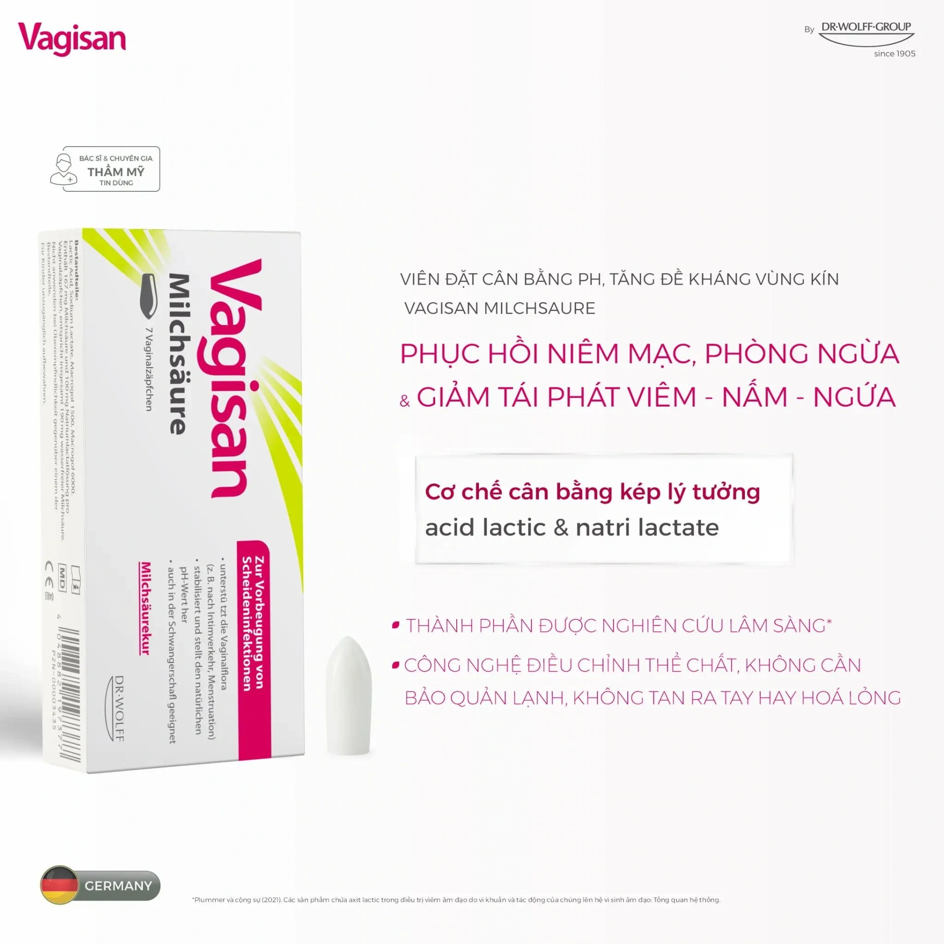 Angel Beauty Care Viên đặt cân bằng pH âm đạo Vagisan Milchsäure for Chăm sóc vùng nhạy cảm - gallery image 2